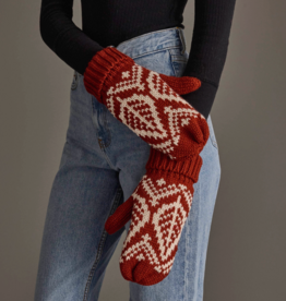 Panache (Faire) Rust & Beige Patterned Knit Mittens