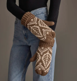 Panache (Faire) Taupe & Beige Patterned Knit Mittens