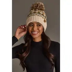 Panache (Faire) Beige, Mustard & Green Patterned Pom Hat