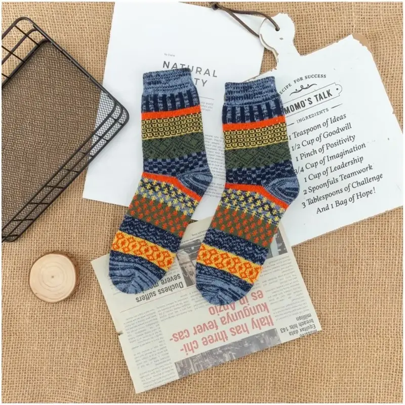 Rufia - Thick Mid-Calf Socks For Winter - Blue