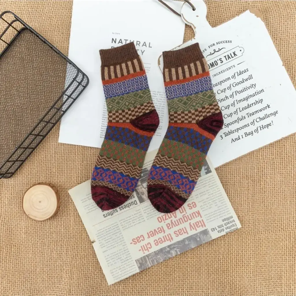 Rufia - Thick Mid-Calf Socks For Winter - Brown