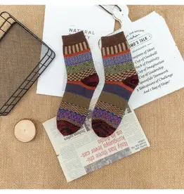 Rufia - Thick Mid-Calf Socks For Winter - Brown