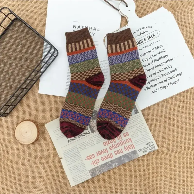 Rufia - Thick Mid-Calf Socks For Winter - Brown