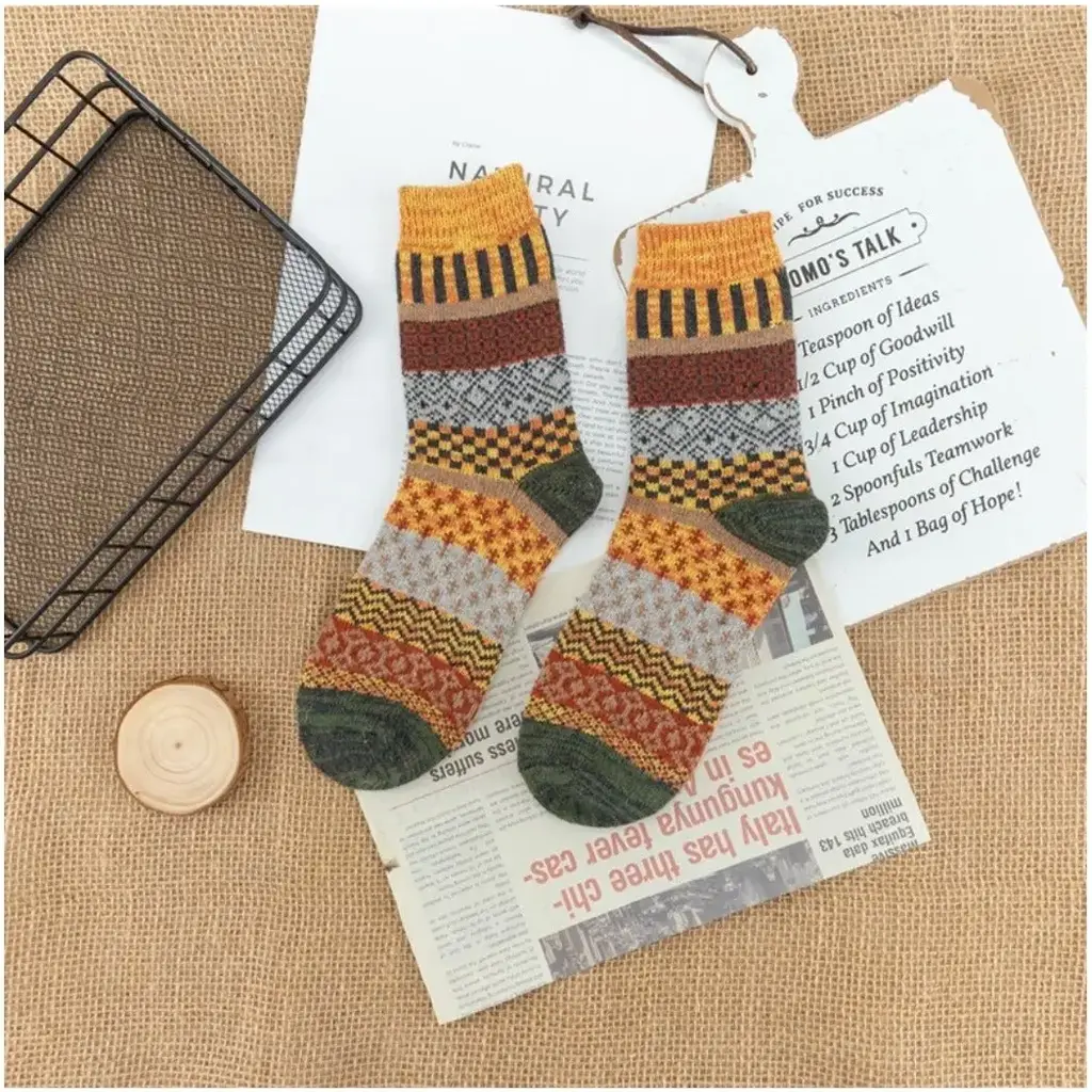 Rufia - Thick Mid-Calf Socks For Winter - Yellow