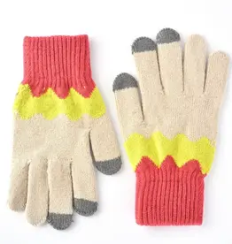 Gloving - Knitting Patchwork Touch Screen Gloves - Beige