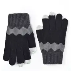 Gloving - Knitting Patchwork Touch Screen Gloves - Black