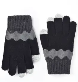 Gloving - Knitting Patchwork Touch Screen Gloves - Black
