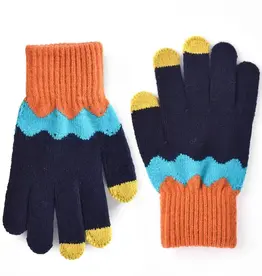 Gloving - Knitting Patchwork Touch Screen Gloves - Navy