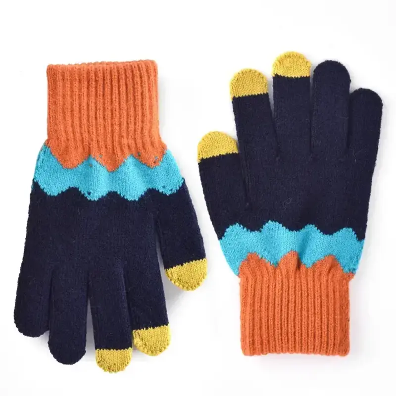 Gloving - Knitting Patchwork Touch Screen Gloves - Navy