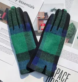 Gloving - Women's Plaid Touchscreen Winter Gloves - Green