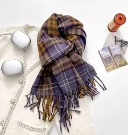 Scarvii - Classic Checkered Cozy Winter Scarf - Purple