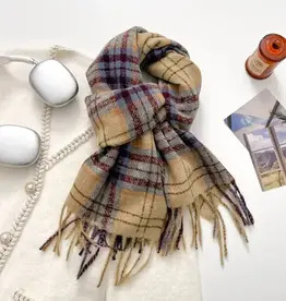 Scarvii - Classic Checkered Cozy Winter Scarf - Yellow