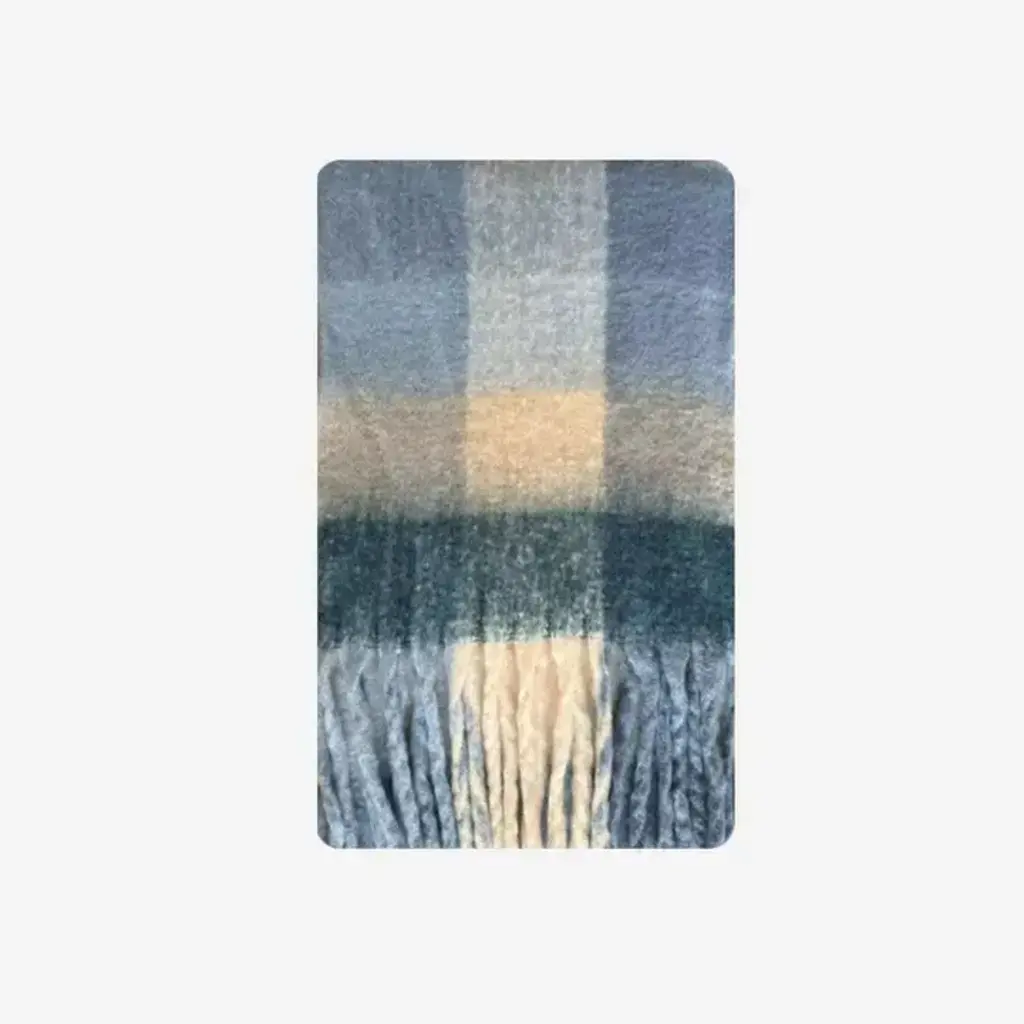 Scarvii - Marshmallow Plaid Scarf - Dark Blue