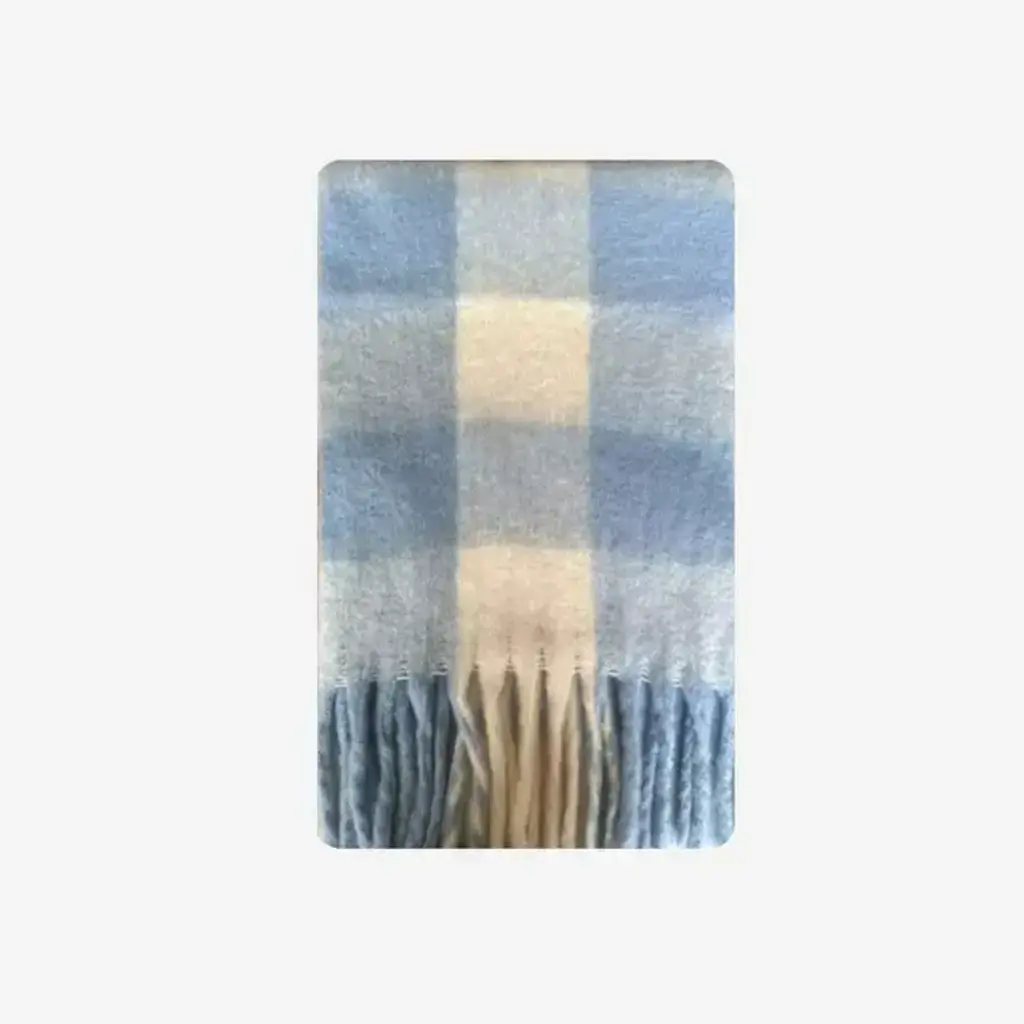 Scarvii - Marshmallow Plaid Scarf - Light Blue