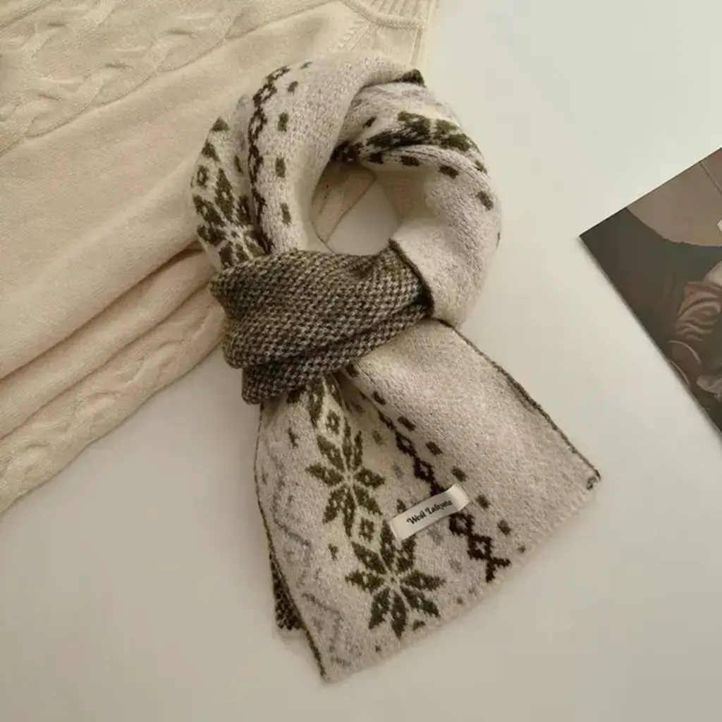 Scarvii - Nordic Pattern Winter Scarf - Green