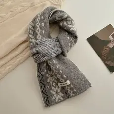Scarvii - Nordic Pattern Winter Scarf - Gray