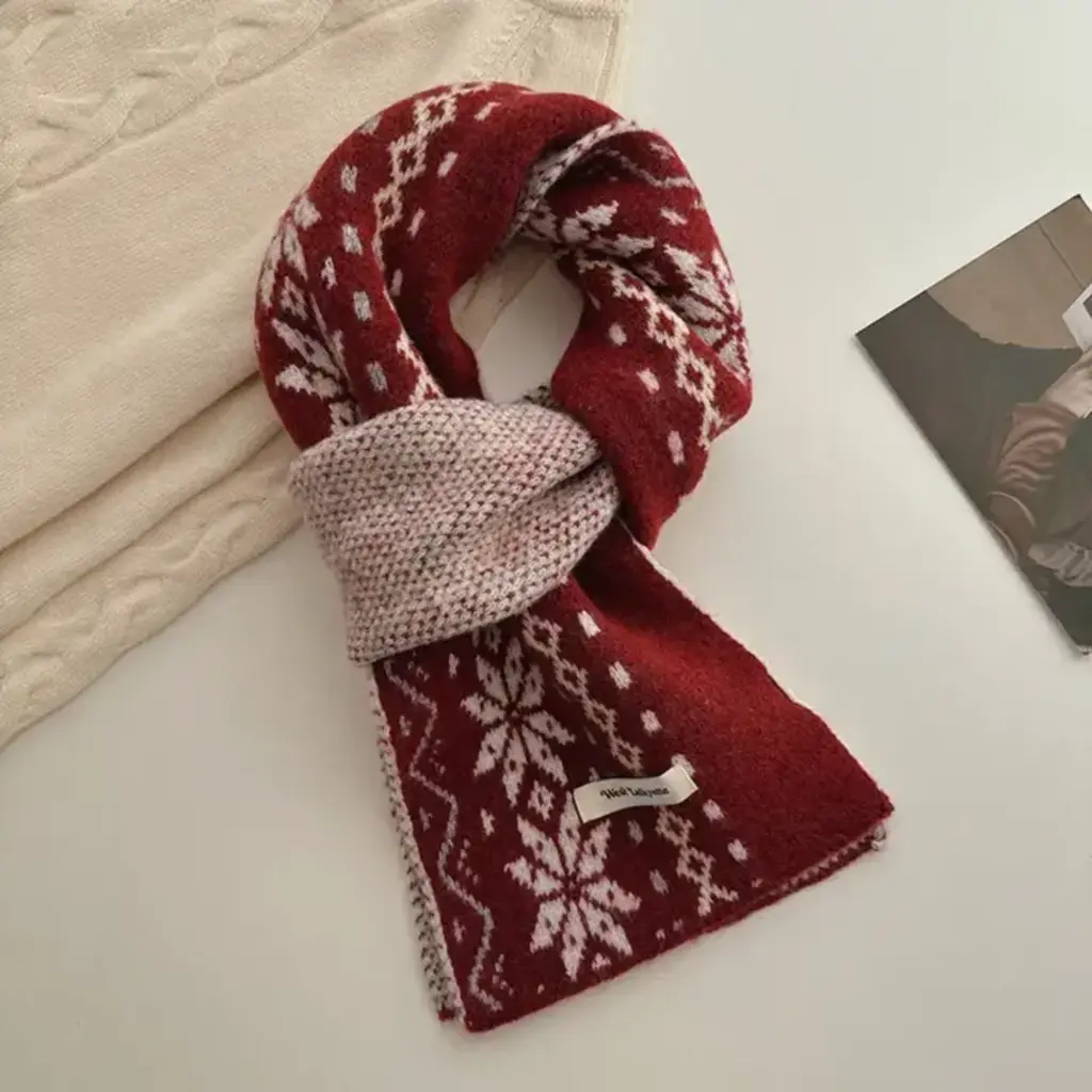 Scarvii - Nordic Pattern Winter Scarf - Red