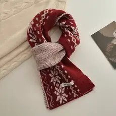 Scarvii - Nordic Pattern Winter Scarf - Red