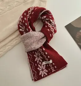 Scarvii - Nordic Pattern Winter Scarf - Red