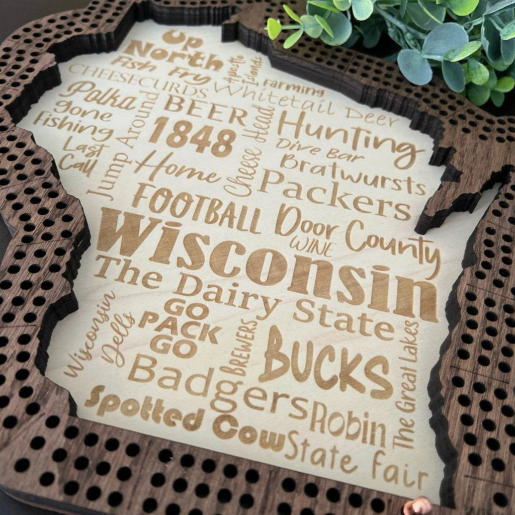 Evergreen Artisan Wisconsin Cribbage - Engravings (Large 11x12)
