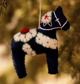 Talla Imports Felt Blue Dala Horse Ornament