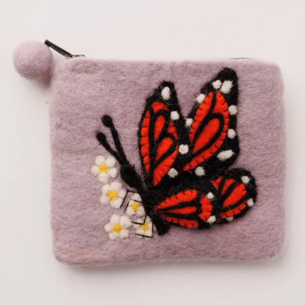 Talla Imports Felt Purple Butterfly Purse