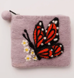 Talla Imports Felt Purple Butterfly Purse
