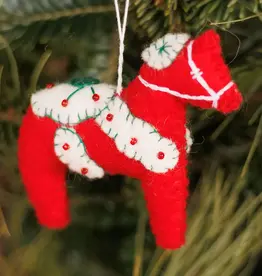 Talla Imports Felt Red Dala Horse Ornament
