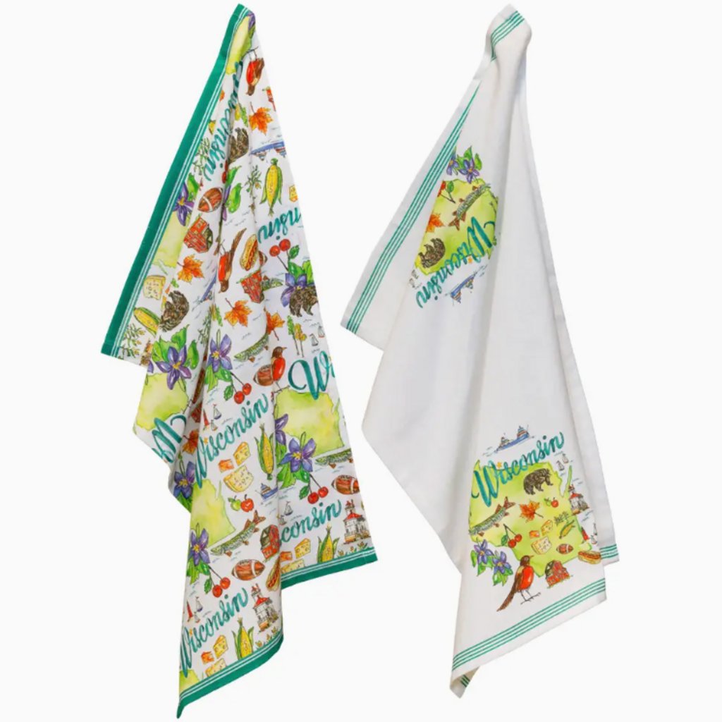 Boston International Wi Wisconsin State Collection 28" Cotton Tea Towels Set of 2