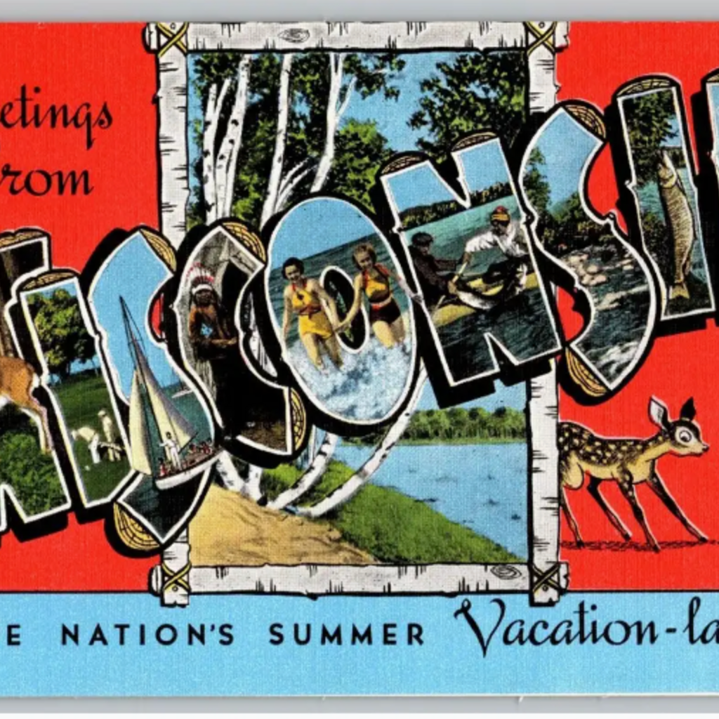 Found Image Press Print WI-123 Greetings from Wisconsin