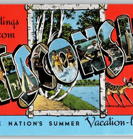 Found Image Press Print WI-123 Greetings from Wisconsin