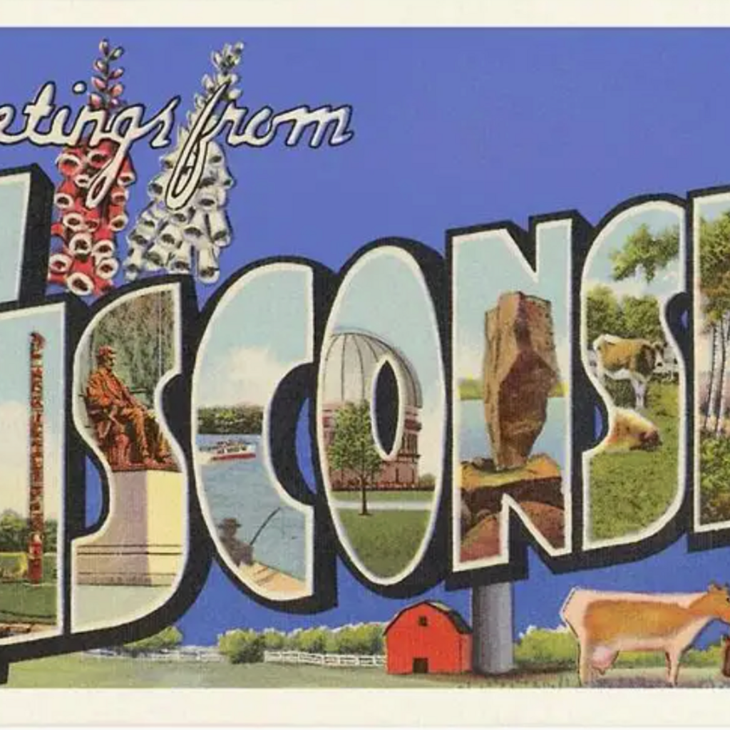 Found Image Press Postcard WI-59 Greetings from Wisconsin