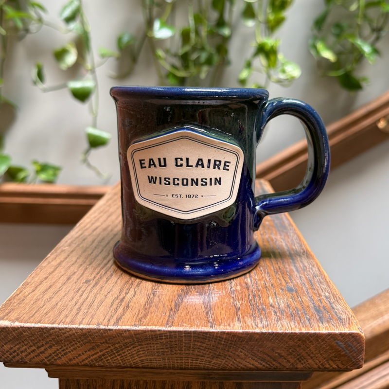 Volume One Stoneware - Eau Claire, Wisconsin Executive (Est 1872) - Midnight Navy and Green