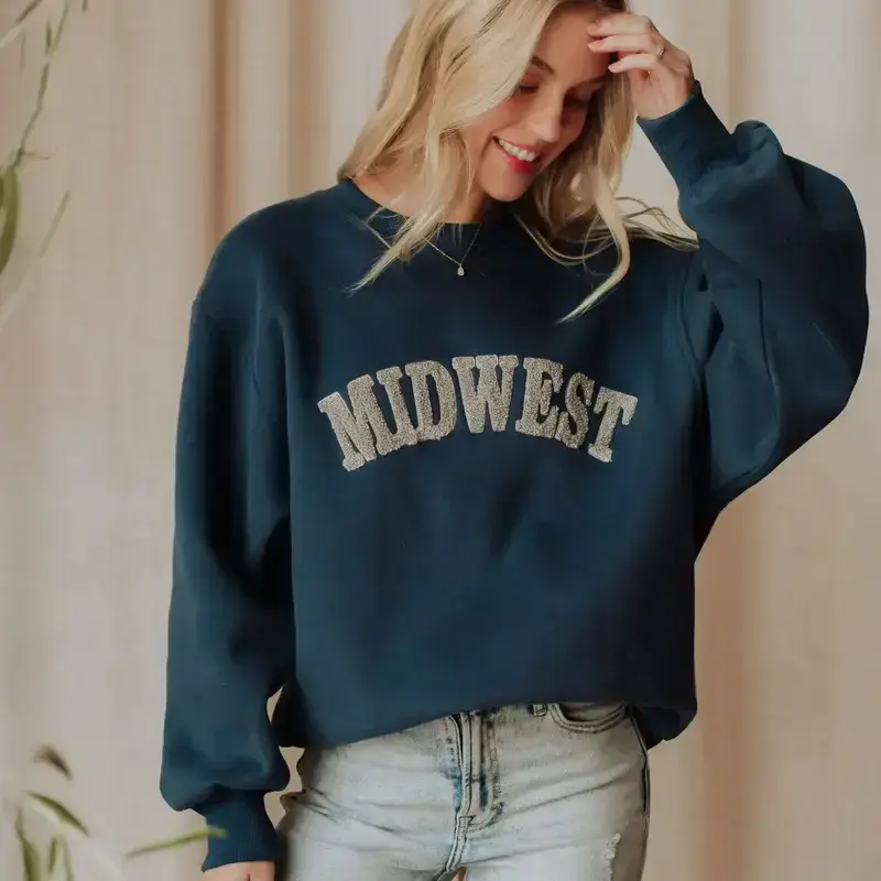 Panache (Faire) Gray & Blue Midwest Sweatshirt -