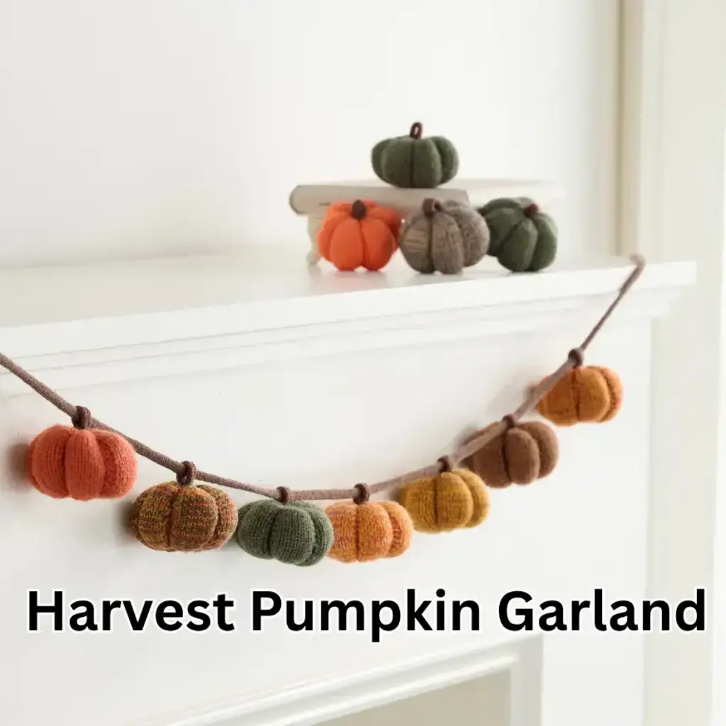 Your Heart's Content Knit Pumpkin Garland Autumn