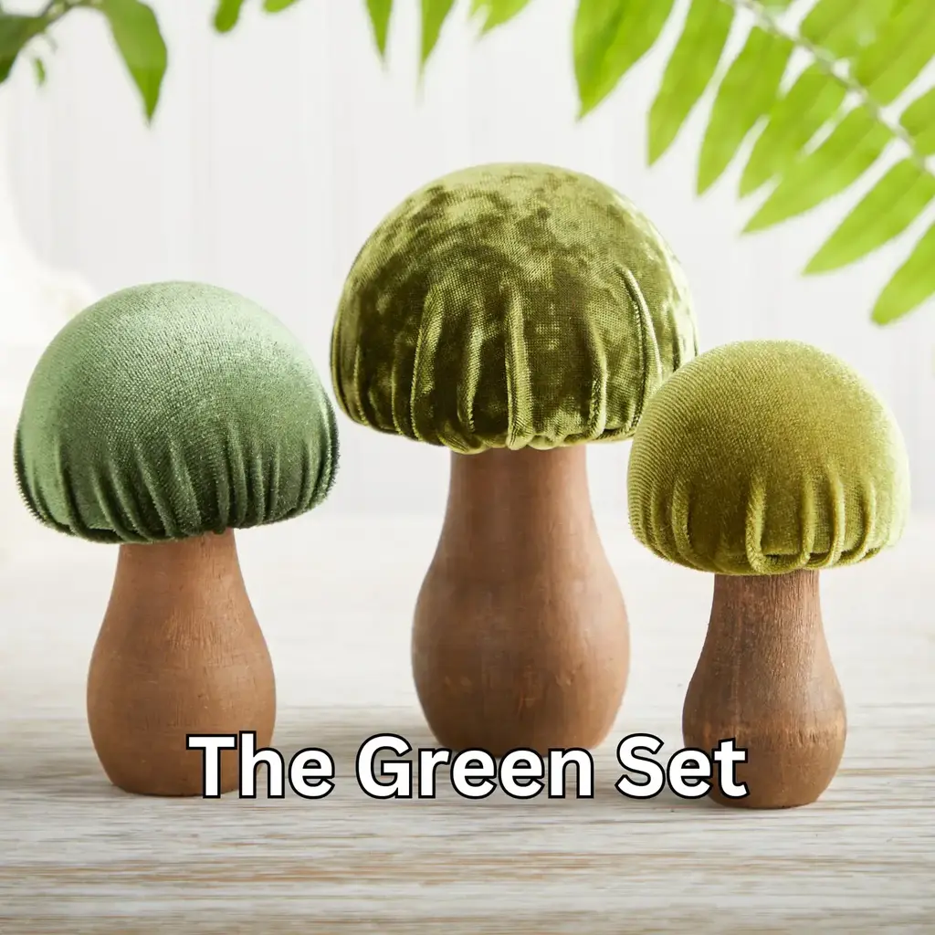 Your Heart's Content Green Velvet Mushroom - Medium
