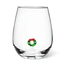 Abbott Stemless Wine Glass - Wreath