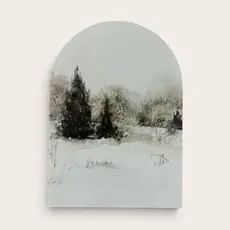 Lily & Sparrow Winter Landscape Arch Wood Sign 7x10" With Base