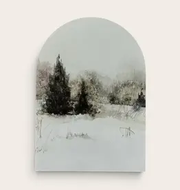 Lily & Sparrow Winter Landscape Arch Wood Sign 7x10" With Base