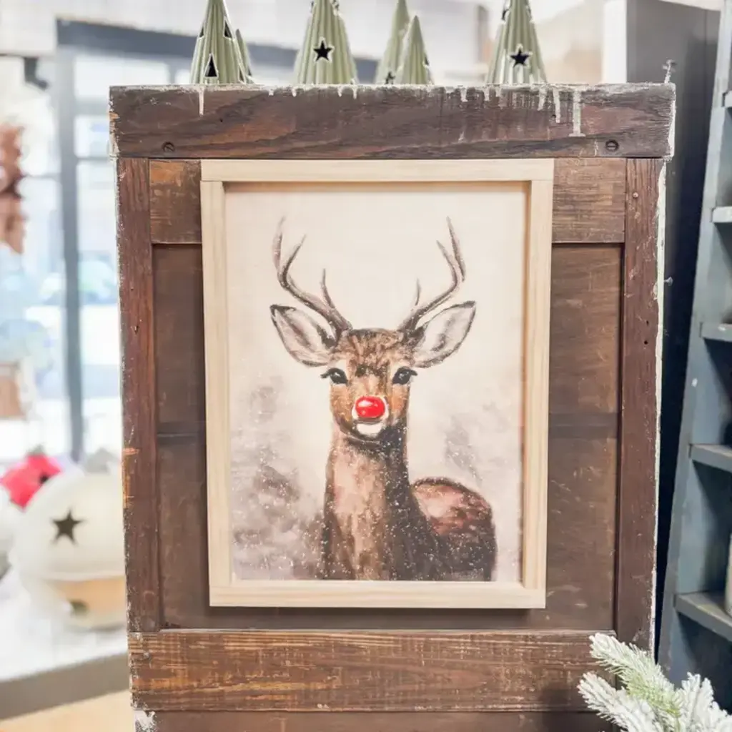 Lily & Sparrow Rudolph Vintage Wood Sign 8x12"