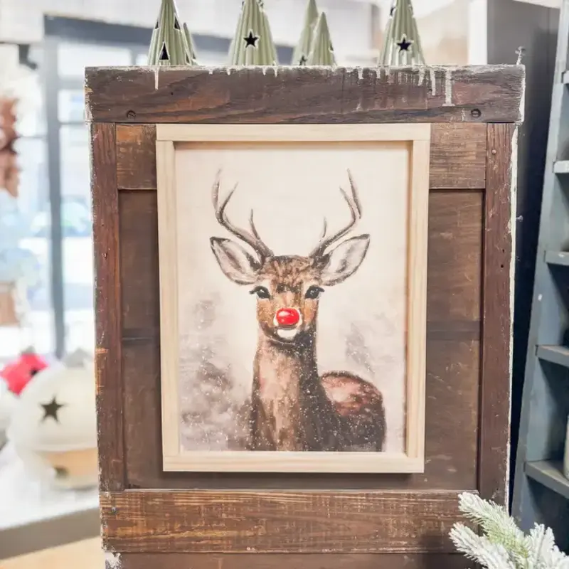 Lily & Sparrow Rudolph Vintage Wood Sign 8x12"