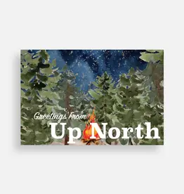 June Apothicarie "Greetings from Up North" Woods and Campfire Postcard