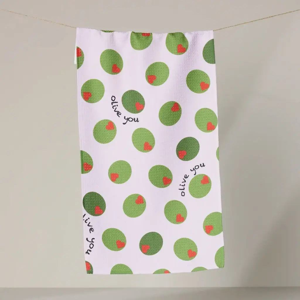 Geometry (Faire) Bar Towel -  Olive You