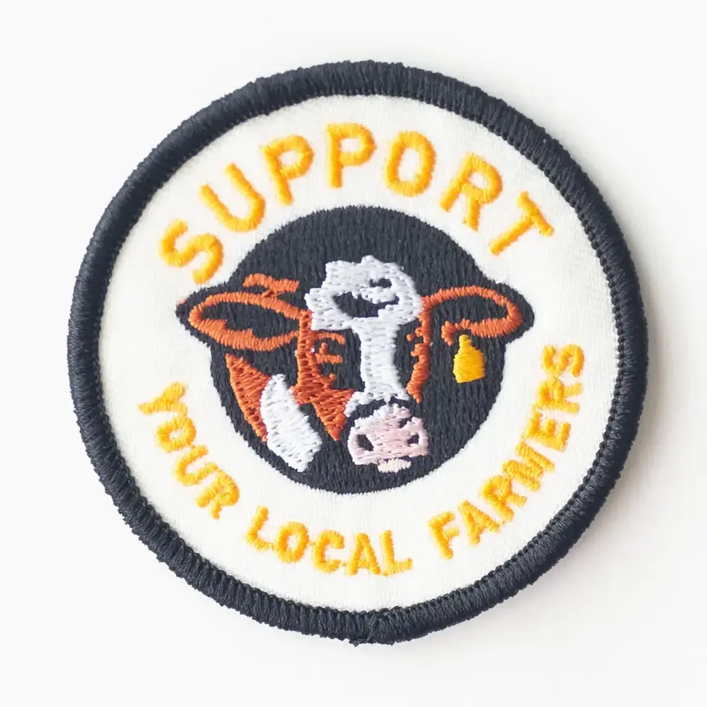 Union Made Support Your Local Farmers Embroidered Iron On Patch