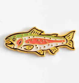 Union Made Rainbow Trout Enamel Pin - Metallic Gold