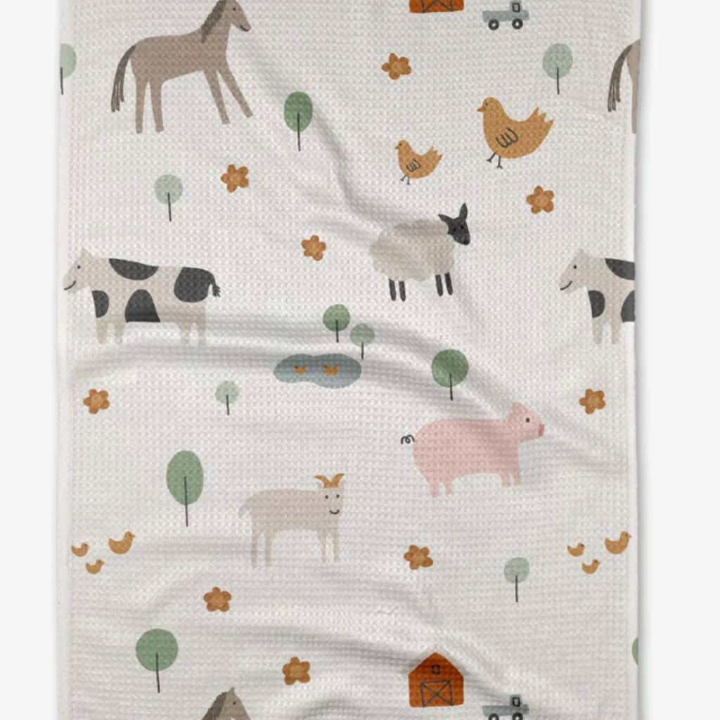 Geometry (Faire) Tea Towel -  Light Farm Animals