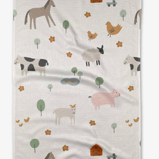 Geometry (Faire) Tea Towel -  Light Farm Animals