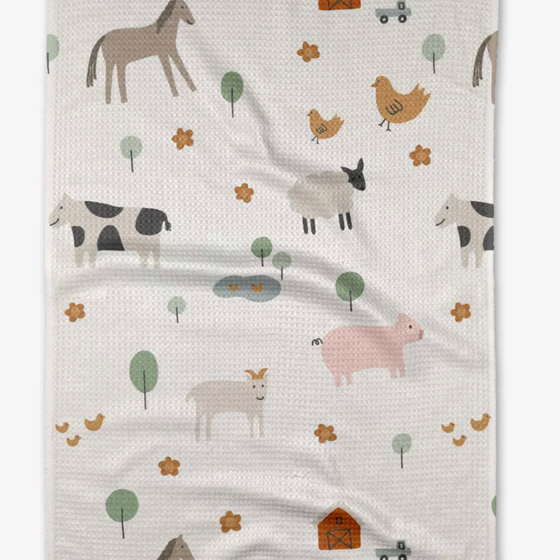 Geometry (Faire) Tea Towel -  Light Farm Animals