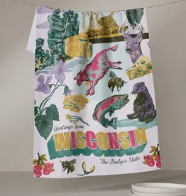 Geometry (Faire) Tea Towel -  Greetings from Wisconsin