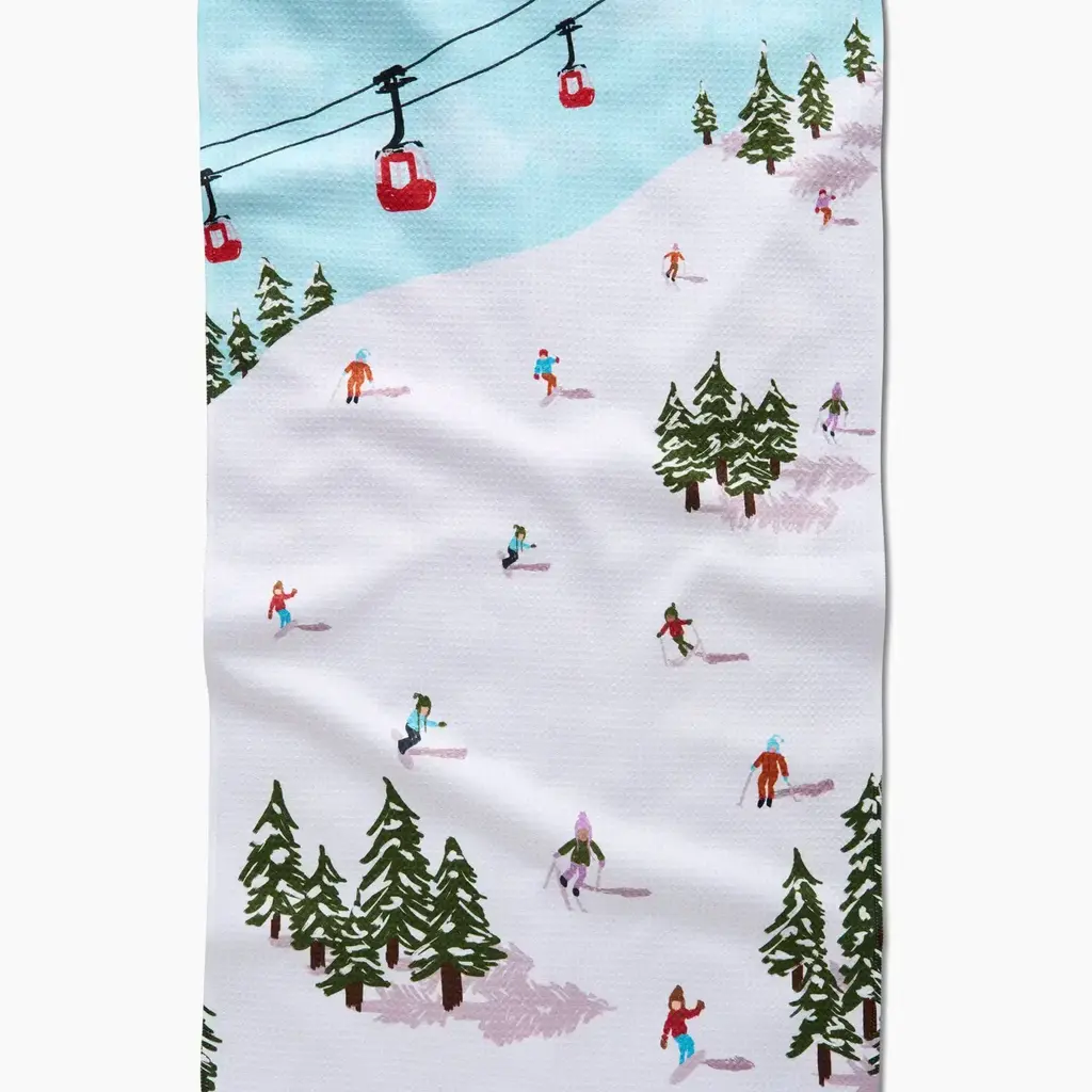 Geometry (Faire) Holiday Tea Towel -  Winter Skiing Trip